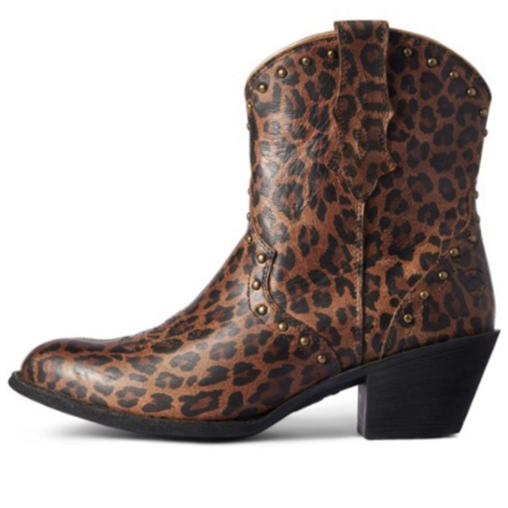 ARIAT WOMEN'S GRACIE LEOPARD PRINT FASHION BOOTIES - ROUND TOE